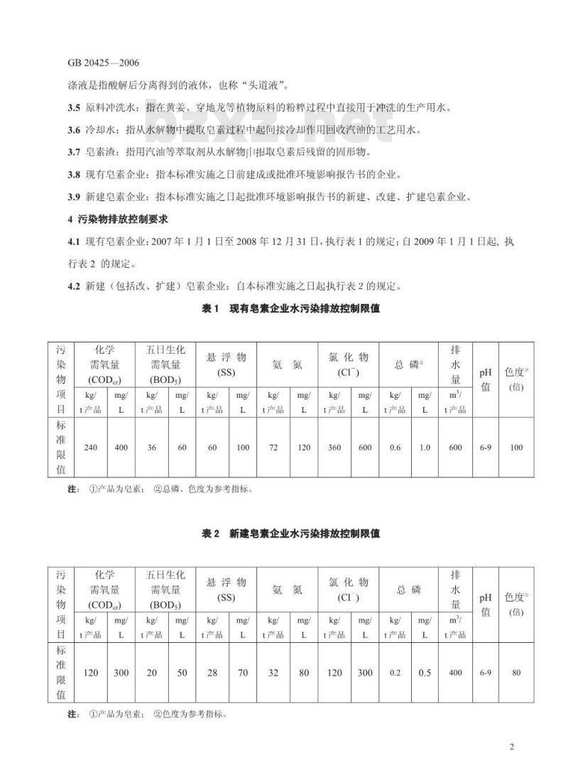 GB 20425-2006 皂素工业水污染物排放标准