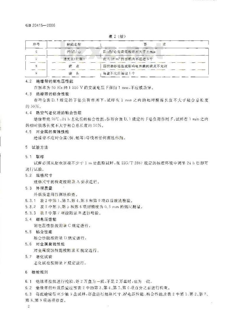 GB 20415-2006 橡胶涂覆织物 绝缘带