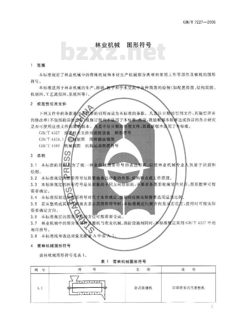 GB/T 7227-2006 林业机械 图形符号