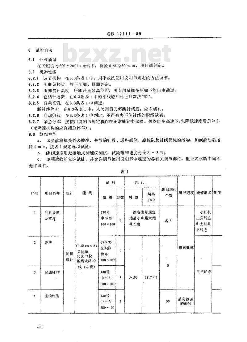 GB 12111-1989 工业缝纫机 平头钮孔缝纫机机头