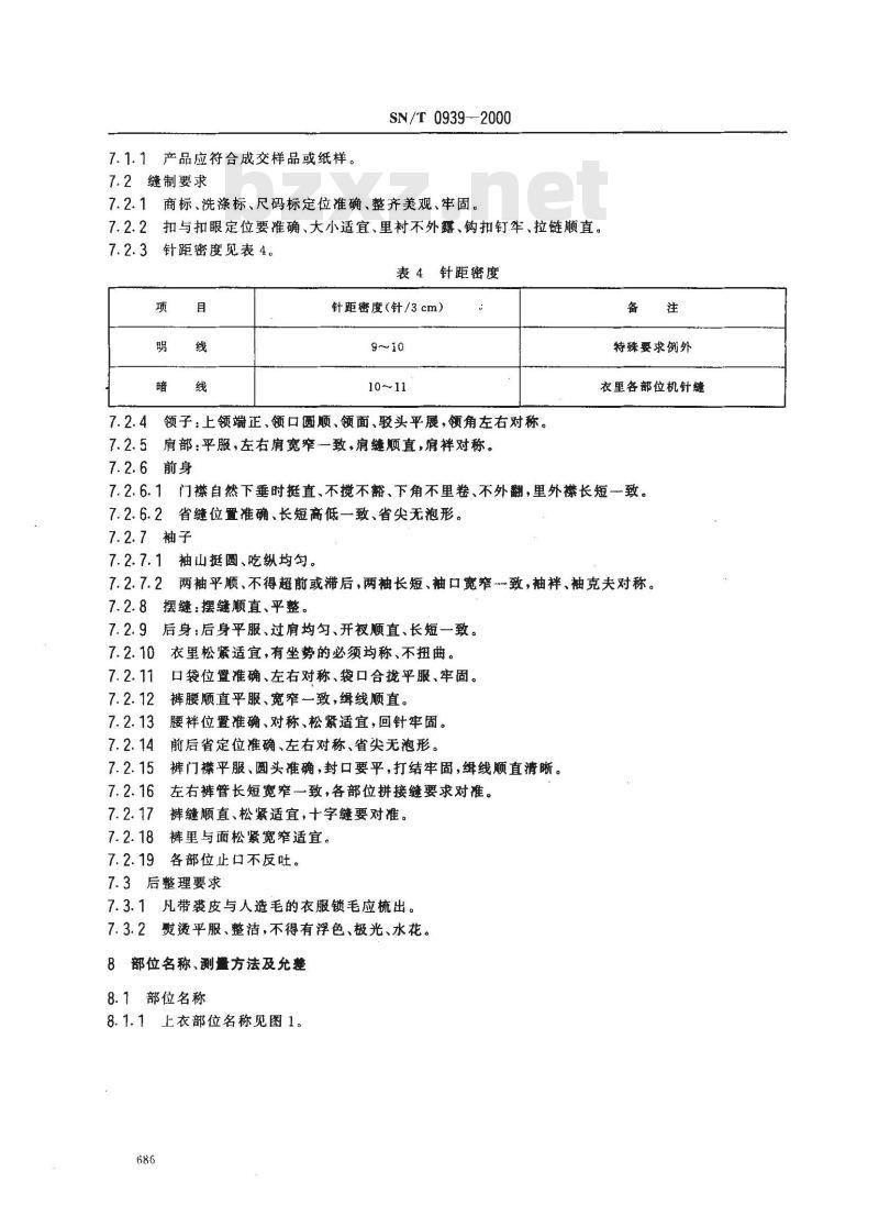 SN/T 0939-2000 进出口猪二层绒面革服装检验规程