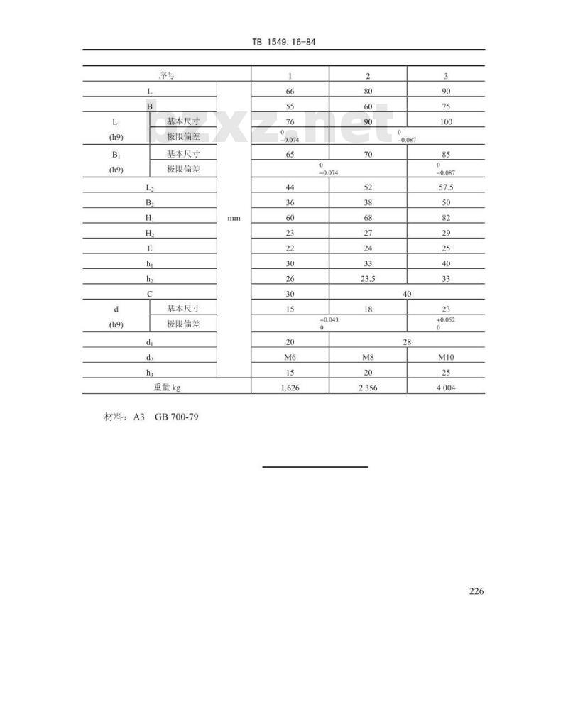 TB 1549.16-1984 冷冲模托料滚道装置 升降托料滚道座
