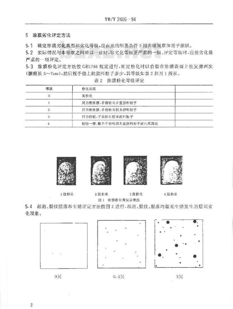 TB/T 2486-1994 铁路钢梁涂膜劣化评定