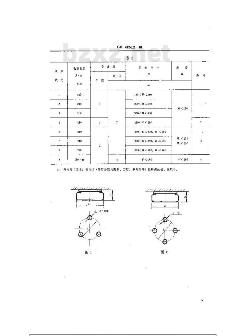 GB 4124.2-1984 船用篷顶灯类型、参数和主要尺寸