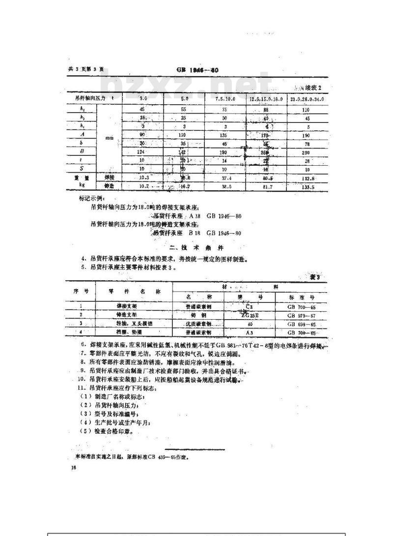 GB 1946-1980 船用轻型吊货杆承座