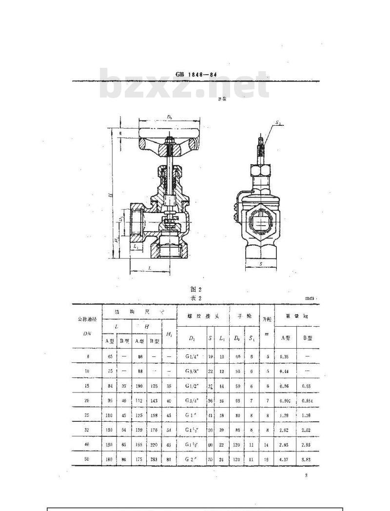 GB 1848-1984 船用内螺纹青铜截止阀