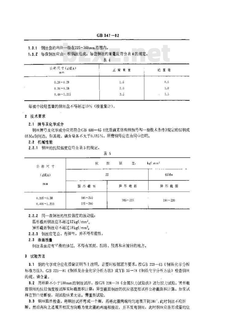 GB 347-1982 针布钢丝