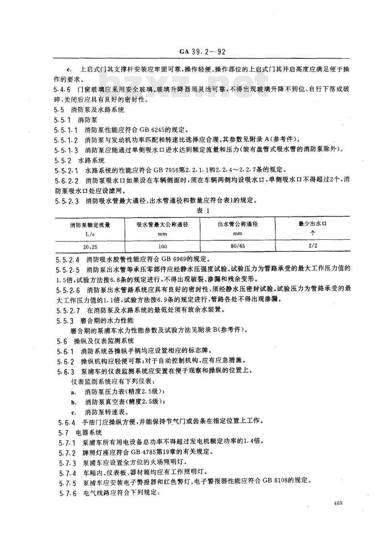 GA 39.2-1992 泵浦消防车通用技术条件