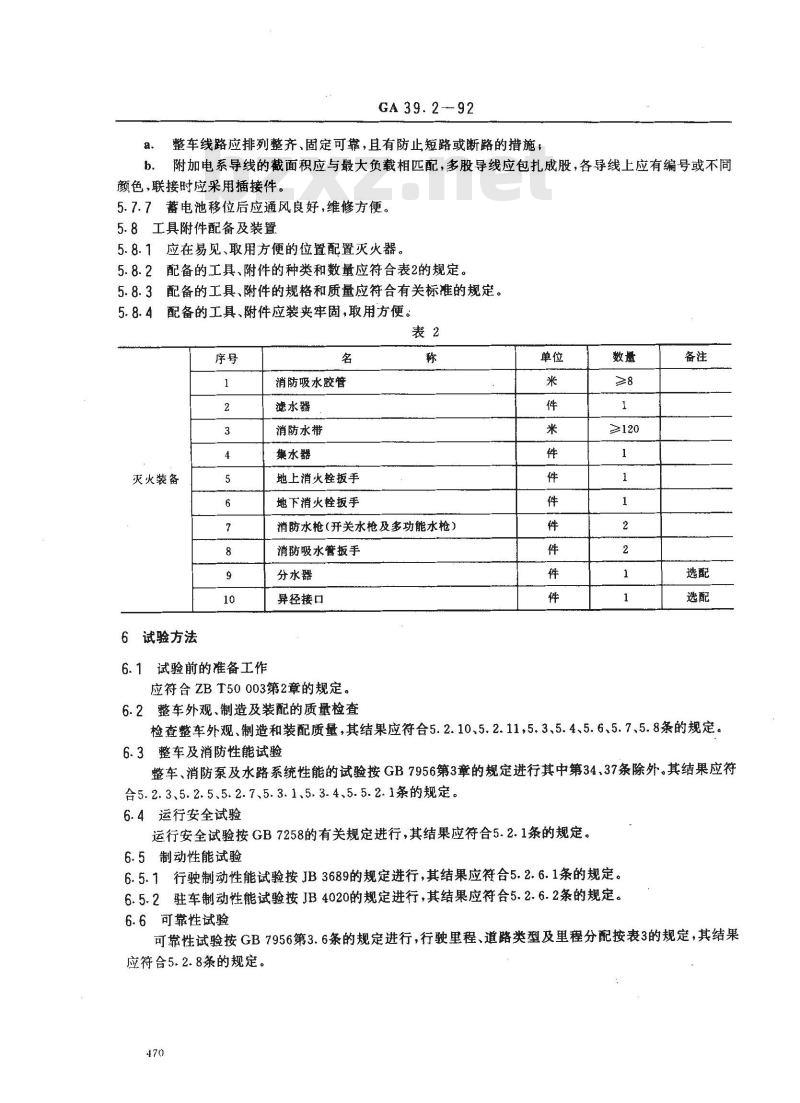GA 39.2-1992 泵浦消防车通用技术条件