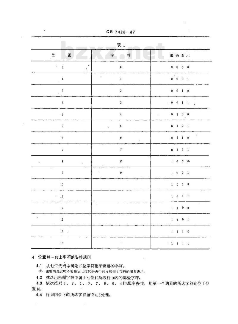 GB 7420-1987 信息处理-从信息处理交换用七位编码字符集中派生四 位字符集的导则