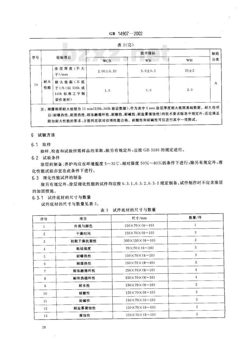 GB 14907-2002 钢结构防火涂料