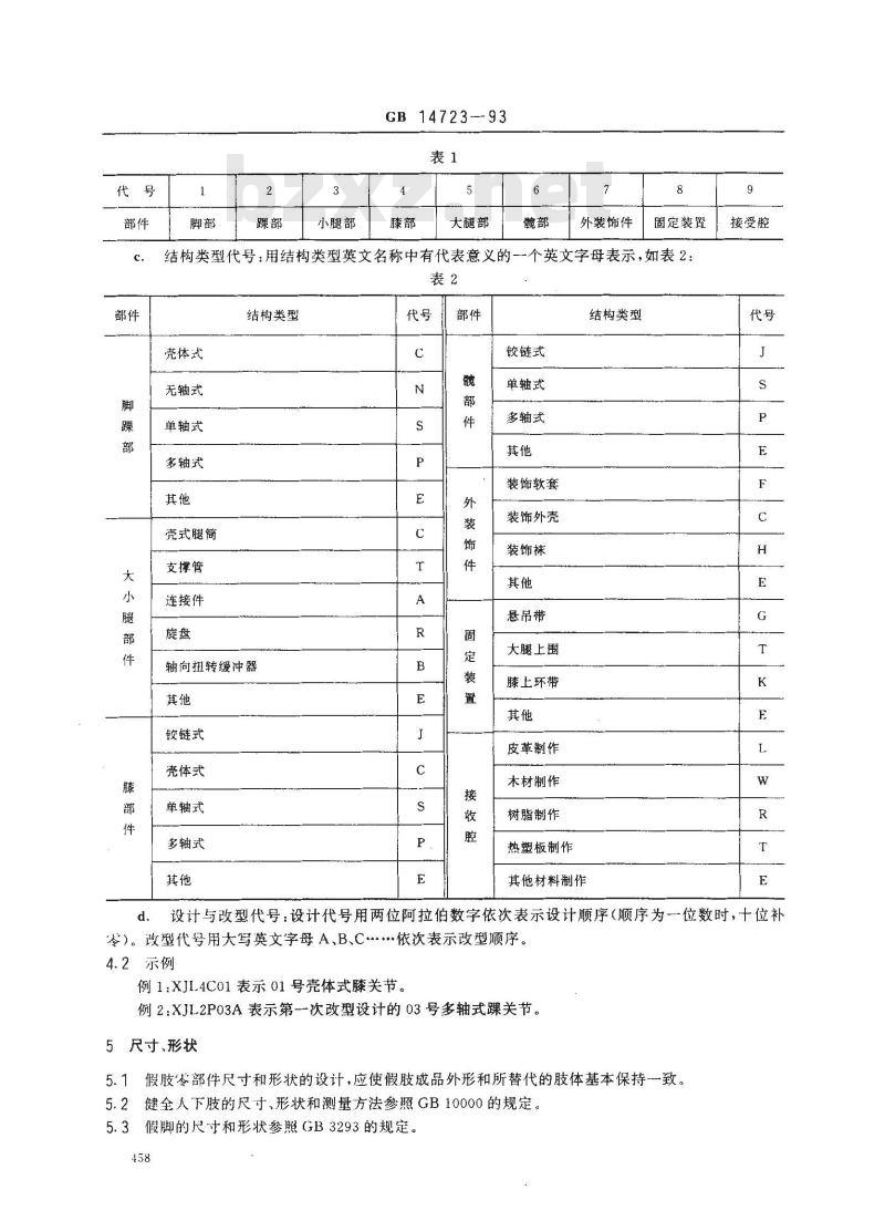 GB 14723-1993 下肢假肢通用件