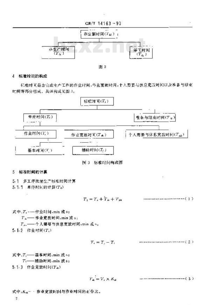 GB/T 14163-1993 工时消耗分类、代号和标准时间构成