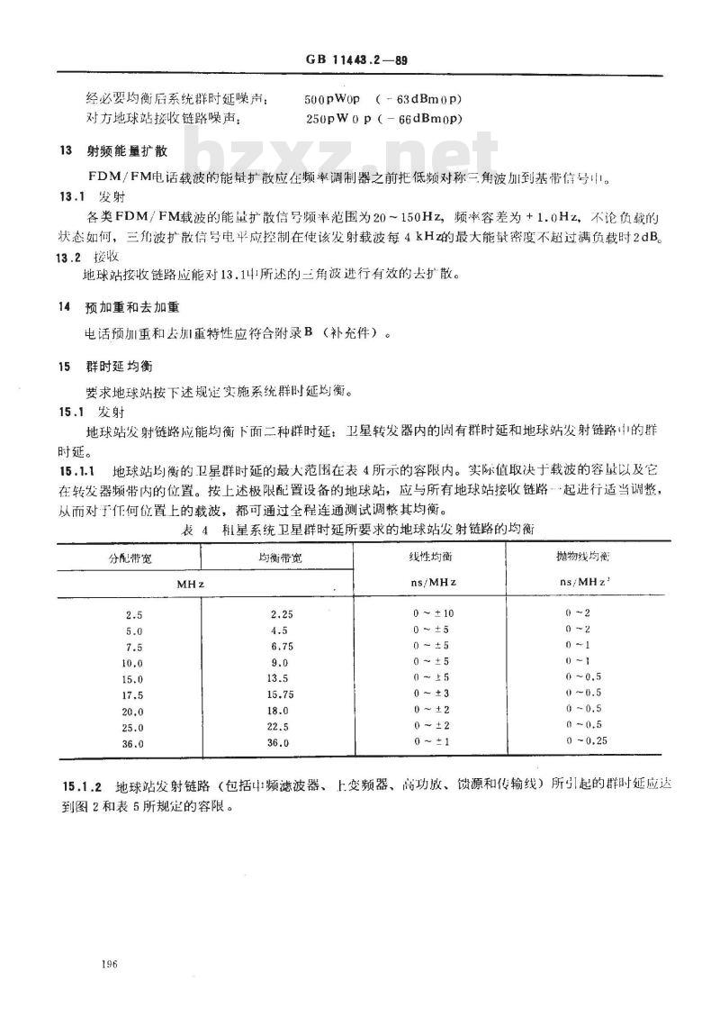 GB/T 11443.2-1989 国内卫星通信地球站总技术要求 第2部分:频分多路复用/调频载波通道