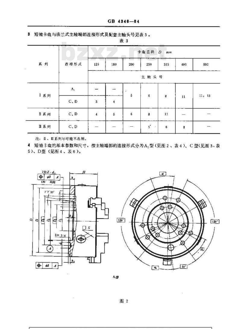 GB/T 4346-1984 三爪自定心卡盘基本参数和尺寸
