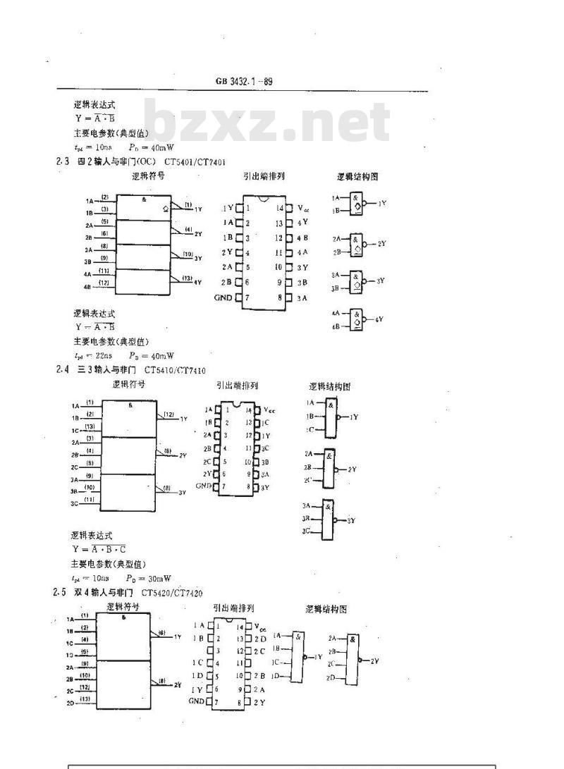GB/T 3432.1-1989 半导体集成电路TTL电路系列和品种 54/74系列的品种