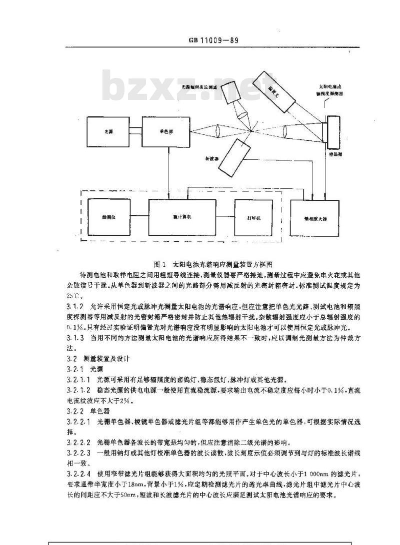 GB/T 11009-1989 太阳电池光谱响应测试方法