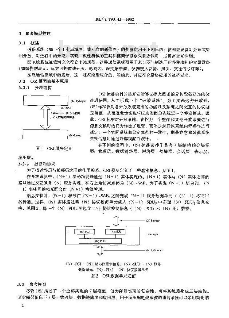 DL/T 790.41-2002 采用配电线载波的配电自动化 第4部分：数据通信协议 第1篇：通信系统参考模型