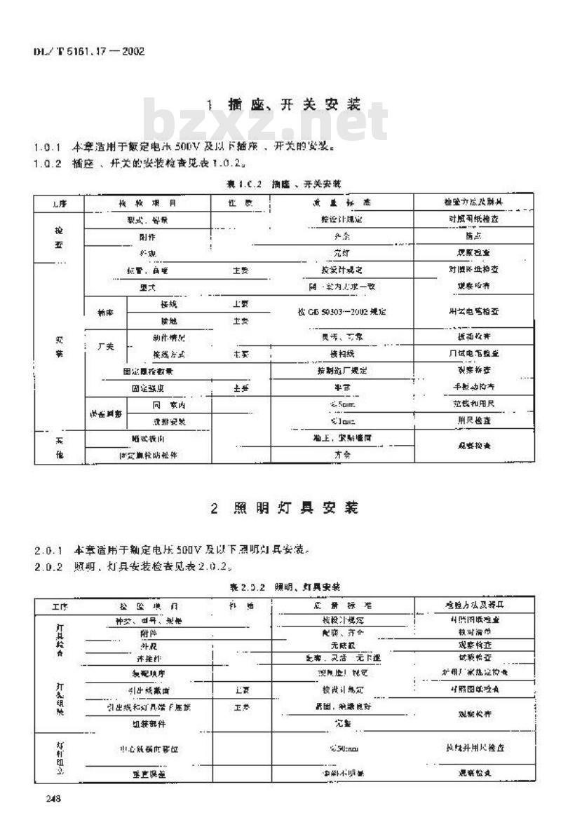 DL/T 5161.17-2002 电气装置安装工程 质量检验及评定规程 第17部分：电气照明装置施工质量检验