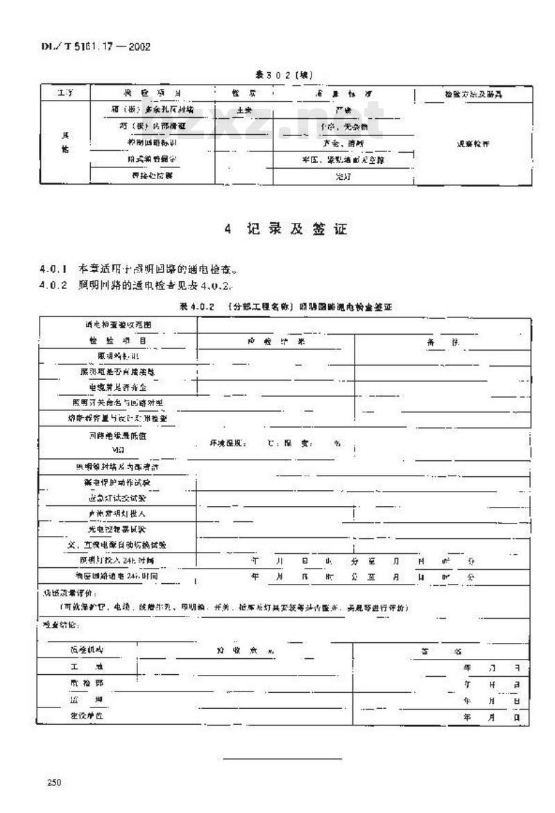 DL/T 5161.17-2002 电气装置安装工程 质量检验及评定规程 第17部分：电气照明装置施工质量检验
