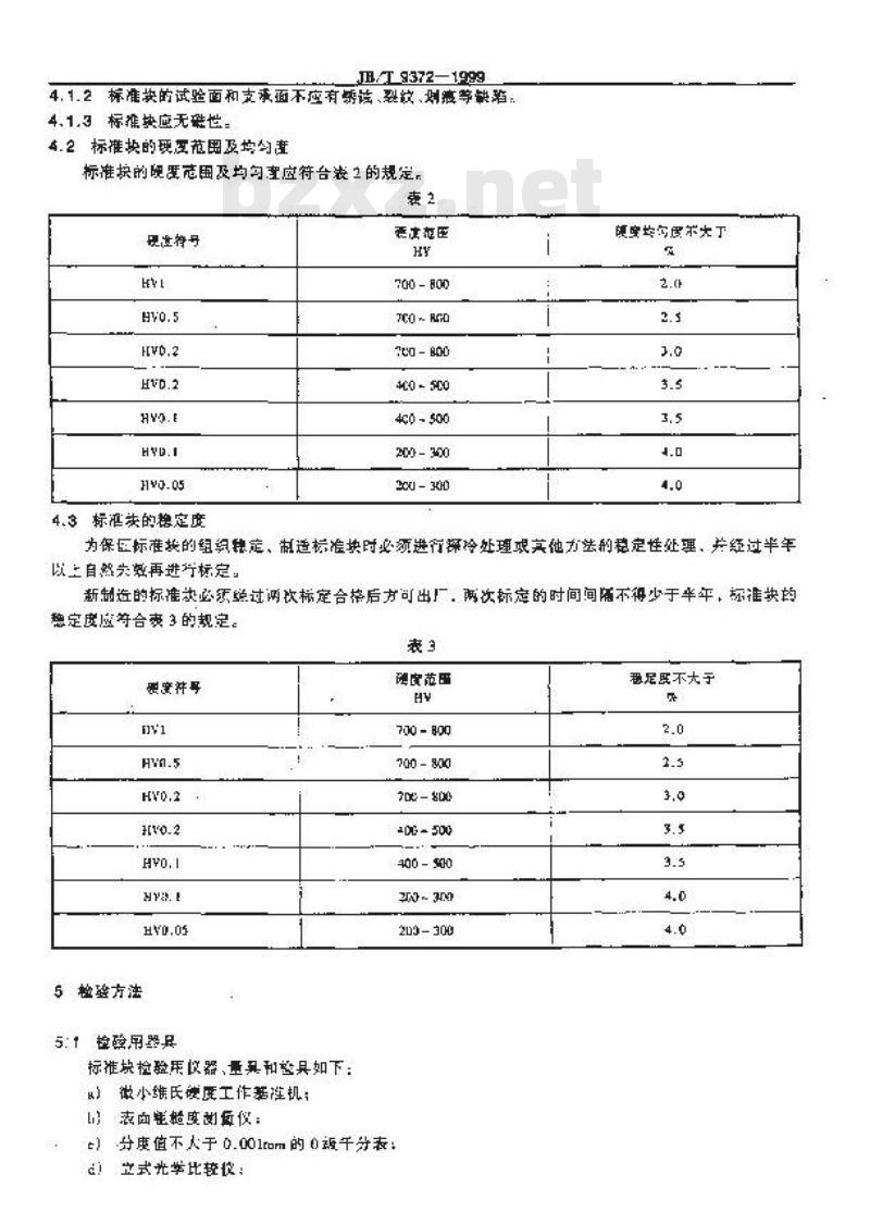 JB/T 9372-1999 标准显微维氏硬度块