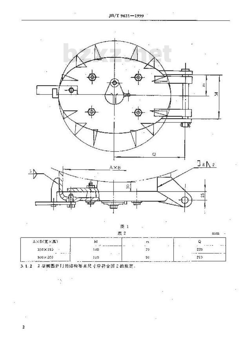 JB/T 9621-1999 工业锅炉炉门型号编制方法及结构要素尺寸