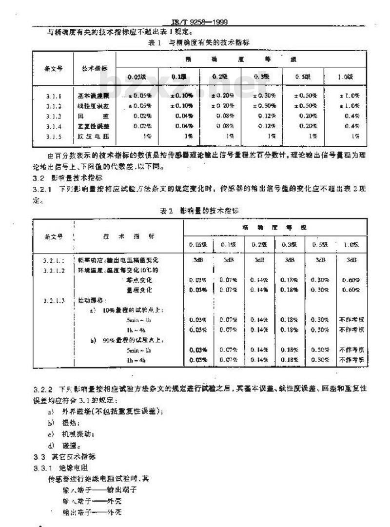 JB/T 9258-1999 直流差动变压器式位移传感器