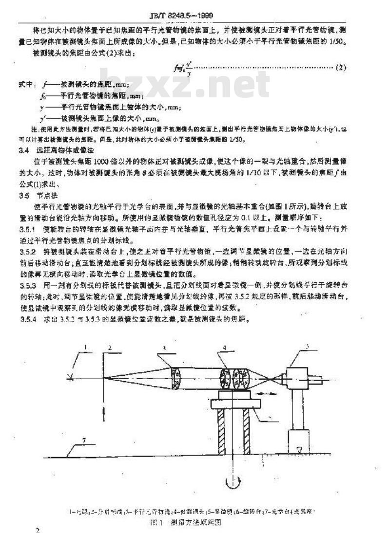 JB/T 8248.5-1999 照相镜头焦距的测量方法
