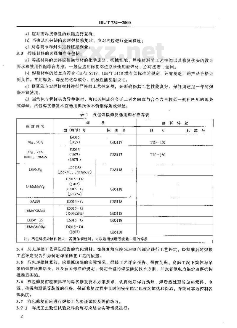 DL/T 734-2000 火力发电厂锅炉汽包焊接修复技术导则