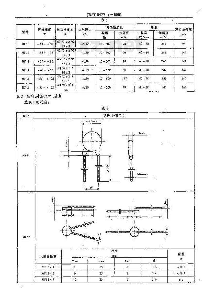 JB/T 9477.1-1999 直热式普通用负温度系数热敏电阻器