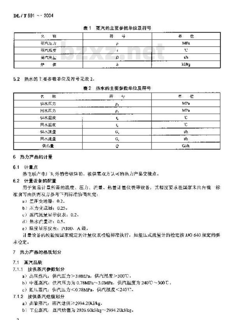 DL/T 891-2004 热电联产电厂热力产品