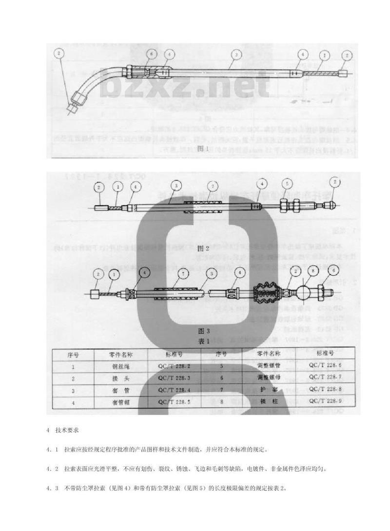 QC/T 228.1-1997 摩托车和轻便摩托车操纵拉索 技术条件