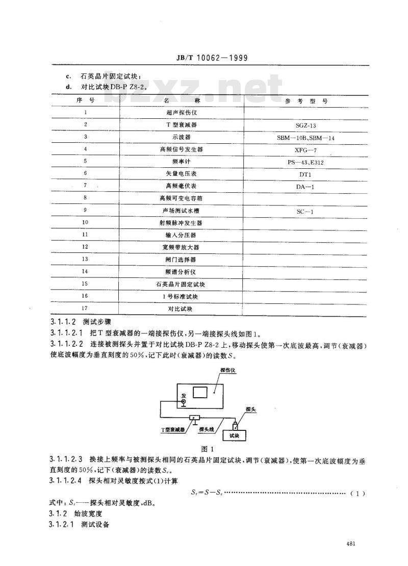 JB/T 10062-1999 超声探伤用探头 性能测试方法