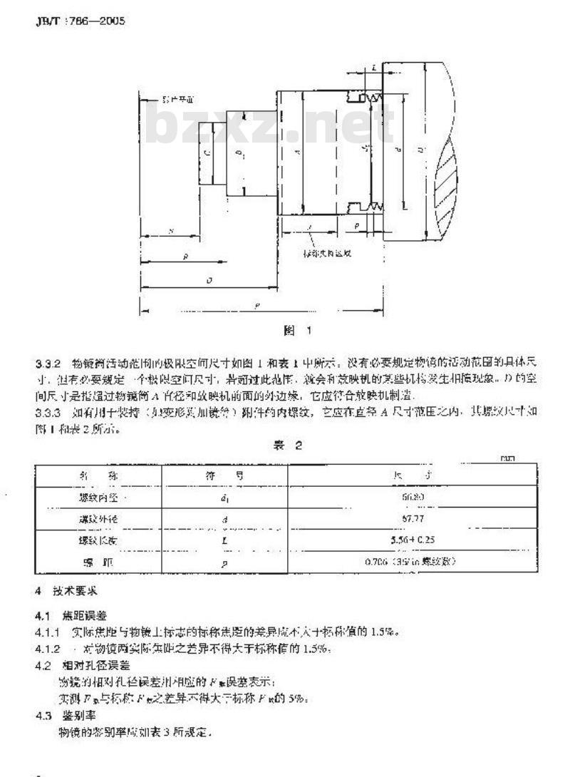JB/T 1786-2005 35mm电影放映物镜 技术条件