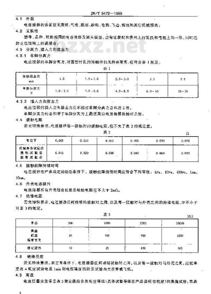 JB/T 9472-1999 仪器仪表用电连接器 通用技术条件
