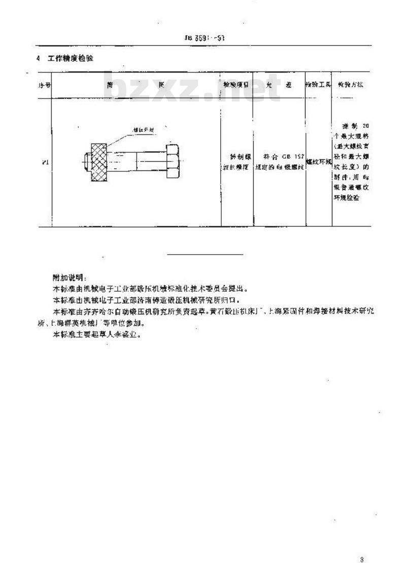 JB 3591-1991 自动搓丝机 精度