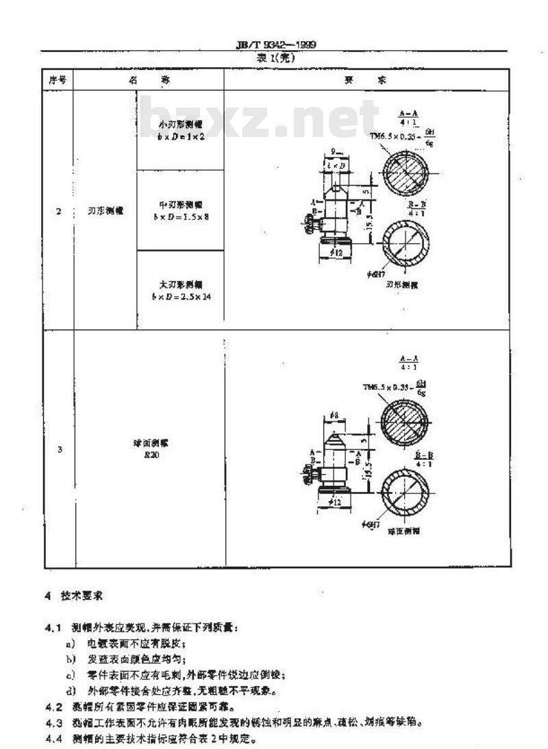 JB/T 9342-1999 光学计量仪器用测帽