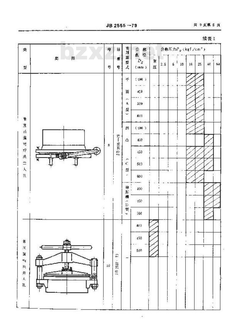 JB/T 2555-1979 碳素钢、低合金钢人、手孔分类与技术条件