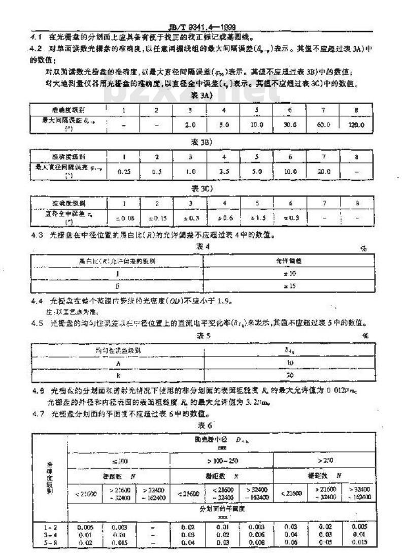 JB/T 9341.4-1999 计量光栅 玻璃光栅盘 技术要求