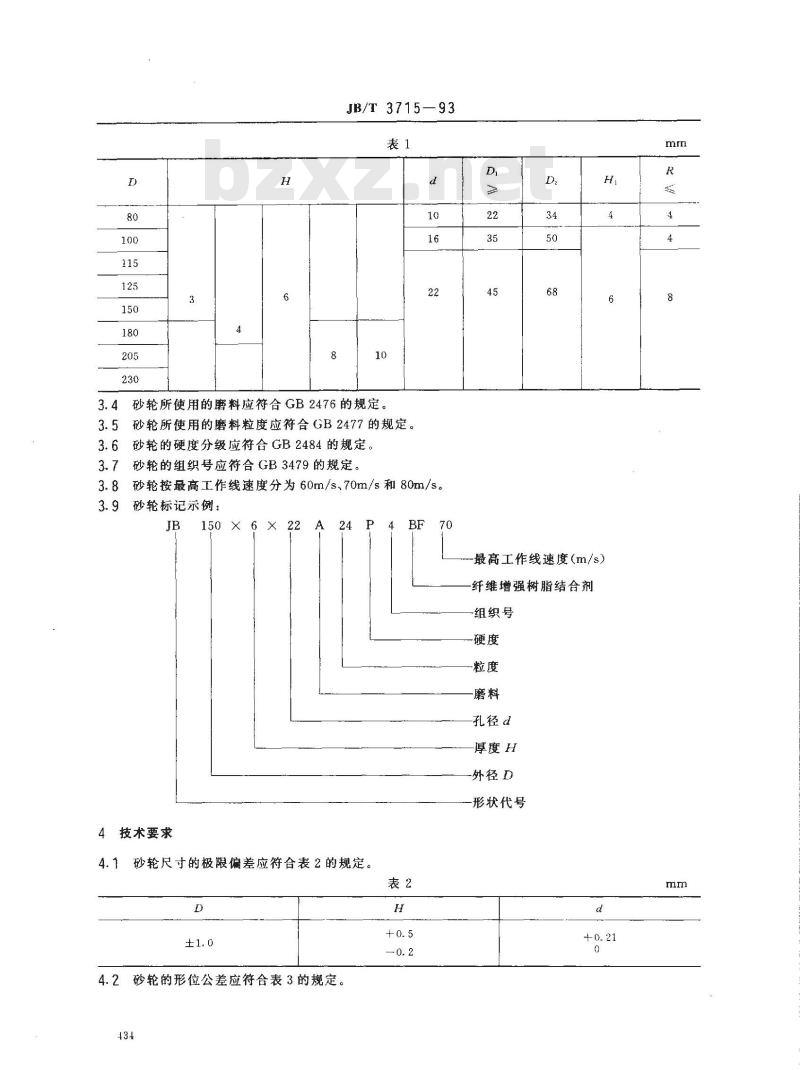 JB/T 3715-1993 钹形砂轮