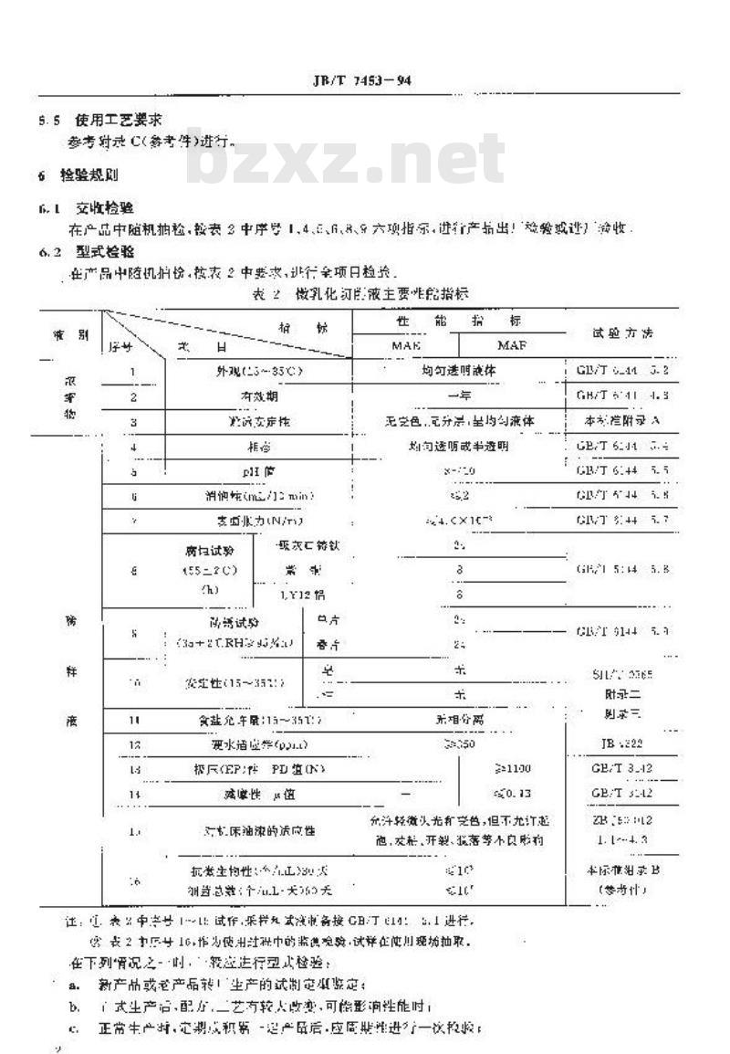 JB/T 7453-1994 微乳化切削液