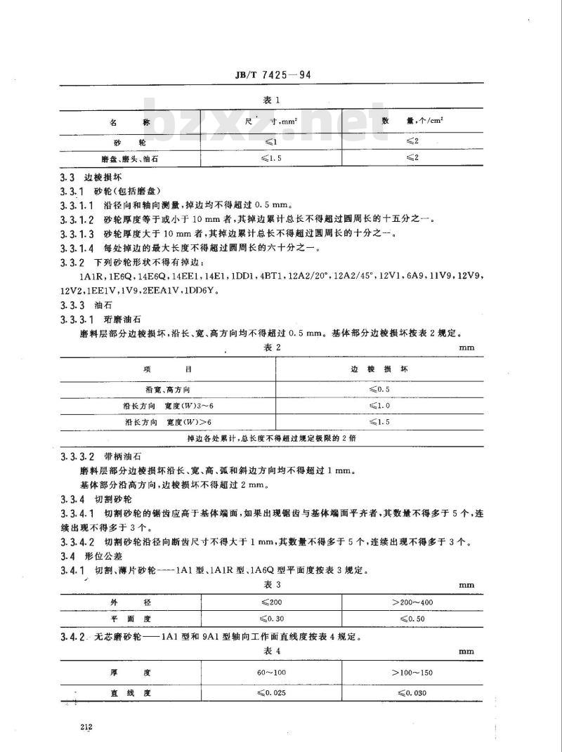 JB/T 7425-1994 超硬磨具 技术条件