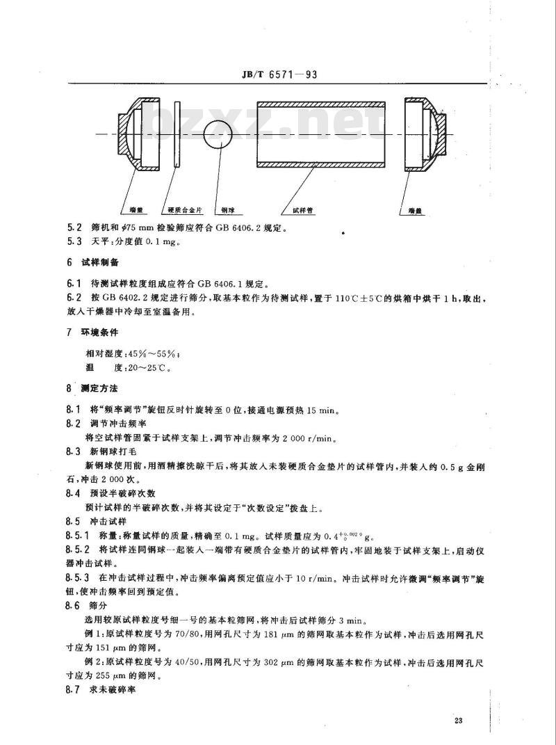 JB/T 6571-1993 人造金刚石或立方氮化硼冲击韧性测定方法