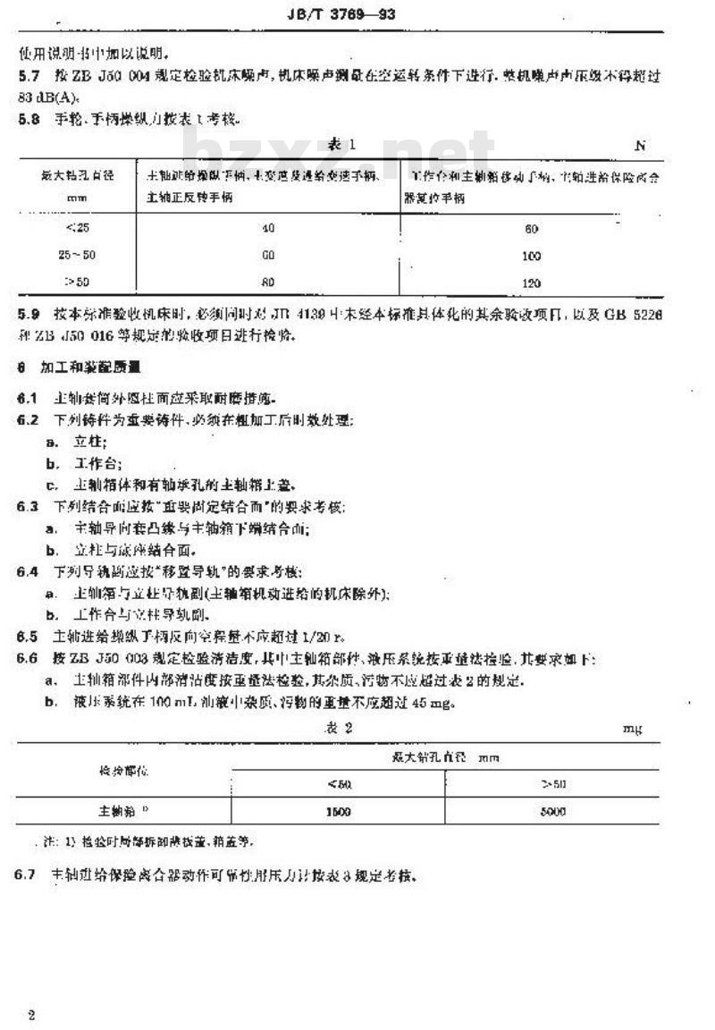 JB/T 3769-1993 方柱立式钻床 技术条件