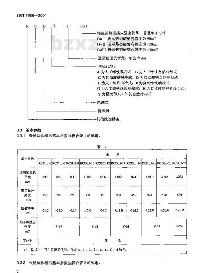 JB/T 7689-2004 悬挂式电磁除铁器
