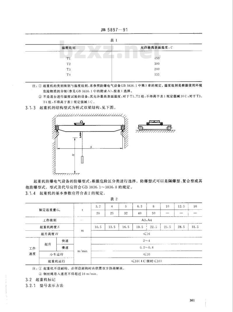 JB/T 5897-1991 防爆桥式起重机