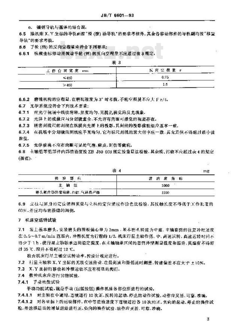 JB/T 6601-1993 坐标磨床 技术条件