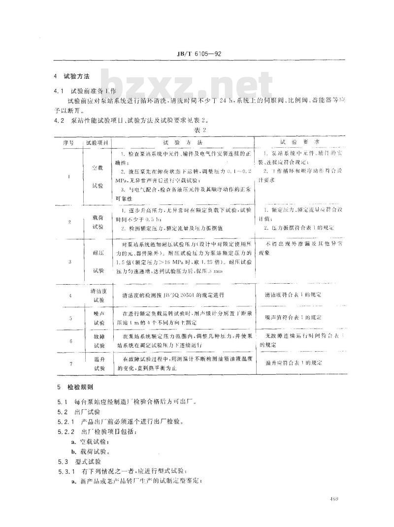 JB/T 6105-1992 数控机床液压泵站 技术条件