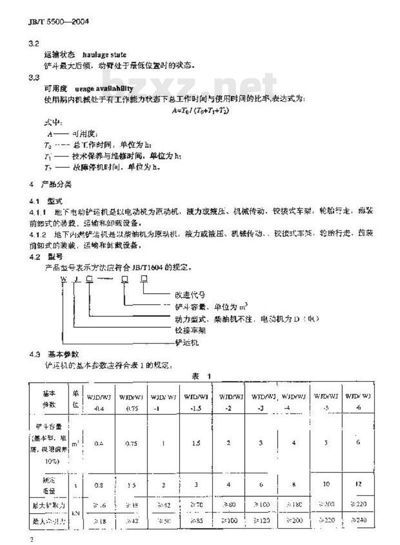 JB/T 5500-2004 地下铲运机