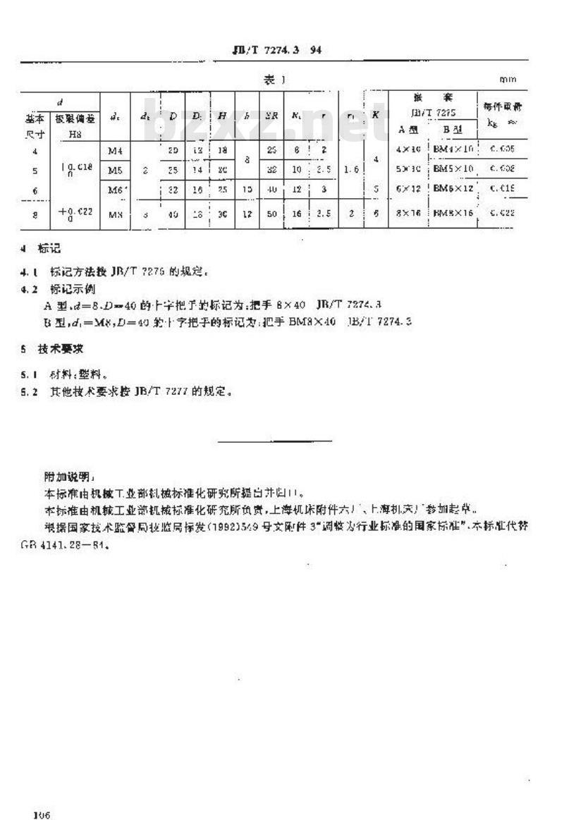 JB/T 7274.3-1994 十字把手